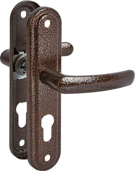 Замок врезной с дверными ручками на планке Зенит ЗВ4.2-08-01 медь