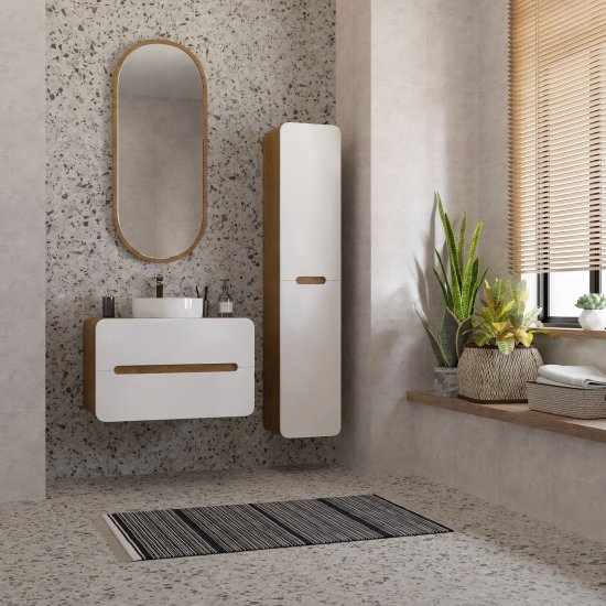 Пенал для ванной Окинава 35x170 см в разборе цвет белый