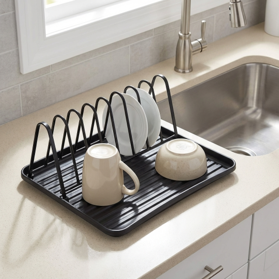 Сушилка для посуды с поддоном Delinia 36x13.6x29 см металл цвет черный