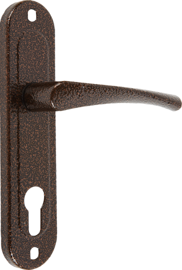 Замок врезной с дверными ручками на планке Зенит ЗВ4-70/07 медь