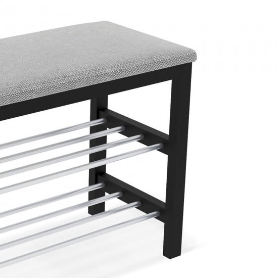 Банкетка Sheffilton Альберо 68x48x30 см 2 полки массив дерева цвет чёрный