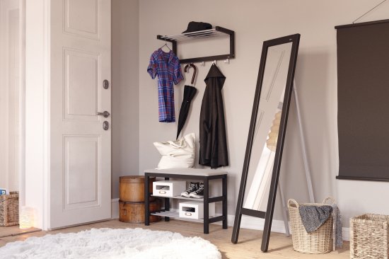 Банкетка Sheffilton Альберо 68x48x30 см 2 полки массив дерева цвет чёрный