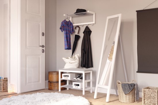 Банкетка Sheffilton Альберо 68x48x30 см 2 полки массив дерева цвет белый