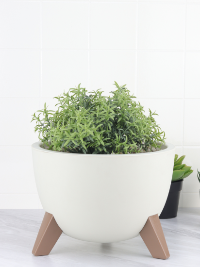 Кашпо для цветов Idea Флориан ø25 h19 см v4.2 л пластик белый ротанг