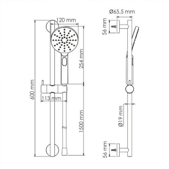 Душевой комплект WasserKraft с лейкой со стойкой хром (A144)