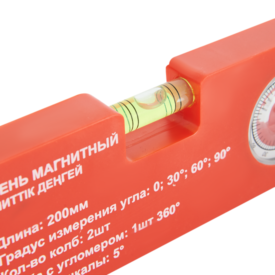 Уровень-угломер пузырьковый 3764-F магнитный 2 глазка 200 мм