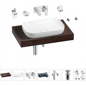 Комплект мебели для ванной комнаты с раковиной Wellsee Genuine Tree