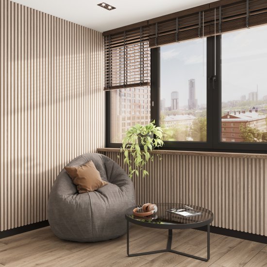 Стеновая панель ПВХ Рейка дуб натуральный 2900x160x24 мм 0.464 м²