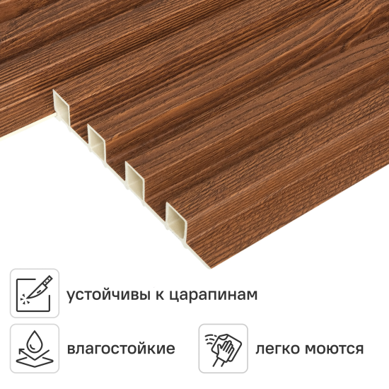 Стеновая панель ПВХ Рейка дуб честер 2900x160x24 мм 0.464 м²