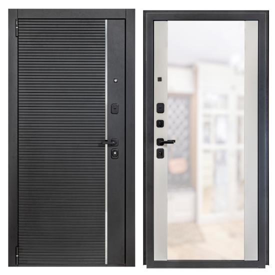 Дверь входная металлическая Порта Р-3 88x205 см левая серая с зеркалом