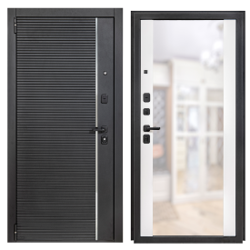 Дверь входная металлическая Порта Р-3 98x205 см левая белая с зеркалом