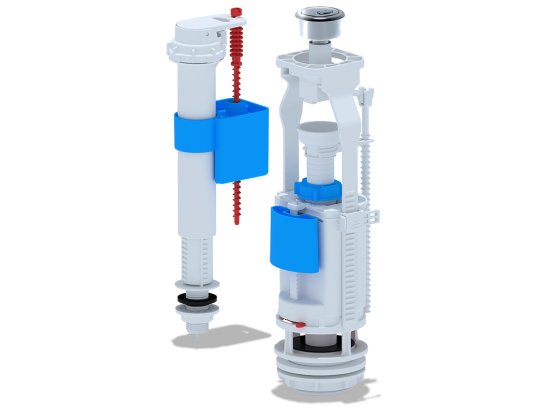 Арматура двухкнопочная АНИ Пласт хром пластик нижняя подводка