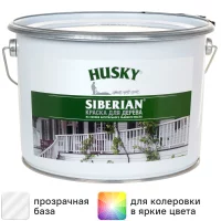 Краска для дерева Husky Siberian моющаяся полуматовая прозрачная 9 л