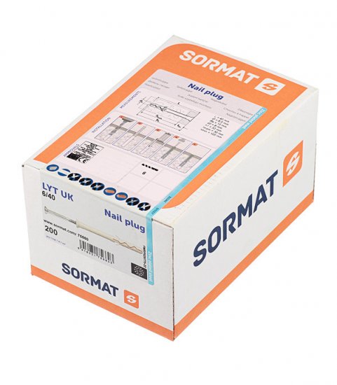 Дюбель-гвоздь Sormat 6x40 мм потайная манжета нейлон (200 шт.)