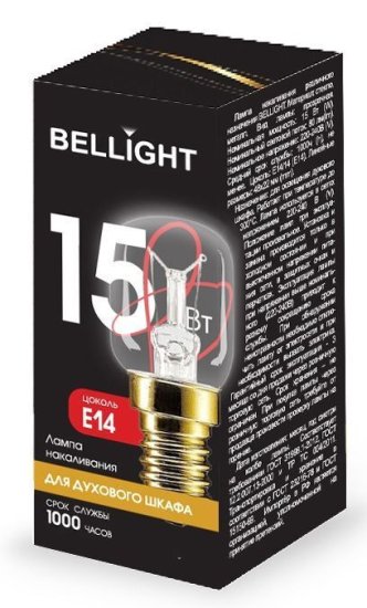 Лампа накаливания Bellight Е14 220-240 В 15 Вт туба 80 лм для духового шкафа