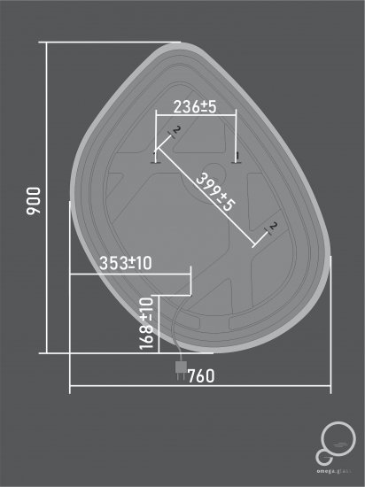 Зеркало для ванной Omega Glass Бордо SD57 с подсветкой 76x90 см ассиметричное