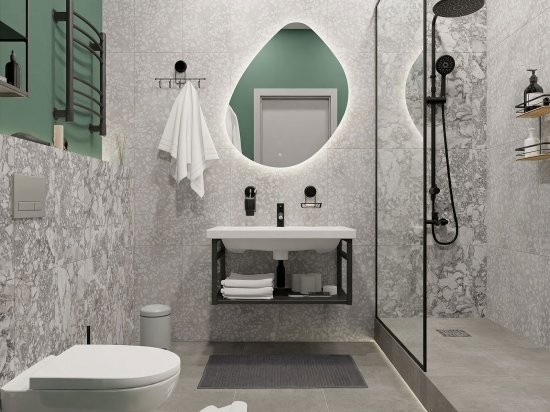 Зеркало для ванной Omega Glass Бордо SD57 с подсветкой 76x90 см ассиметричное