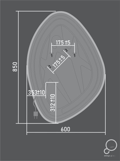 Зеркало для ванной Omega Glass Дижон SD58 60x85 см асимметричное с подсветкой