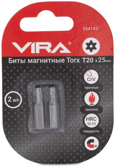 Бита магнитная Vira 554143 T20x25 мм, 2 шт.