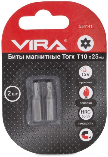 Бита магнитная Vira 554141 T10x25 мм, 2 шт.