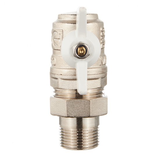 Кран шаровой латунный Valtec Base 3/4 ВР(г) х 3/4 НР(ш) бабочка с полусгоном угловой (VT.228.NW.05)
