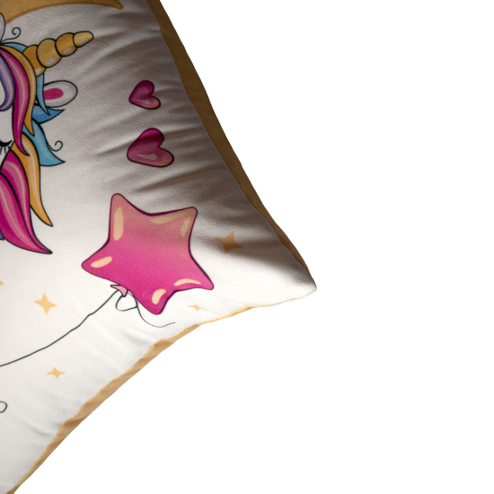 Декоративная подушка Seasons Единорог 40x40 см цвет бело-розово-желтый