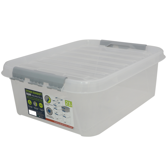 Ящик Профи Комфорт 50x17.5x39 см 23 л полипропилен с крышкой цвет прозрачный