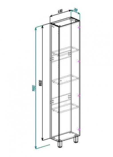 Пенал Турин 40F 190x40 см цвет дуб вотан