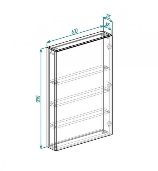 Шкаф зеркальный подвесной Турин-60F 60x90 см цвет дуб вотан