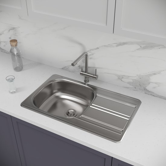 Мойка для кухни врезная с крылом Ukinox 78.8x48.8 см глубина чаши 17 см нержавеющая сталь цвет серый