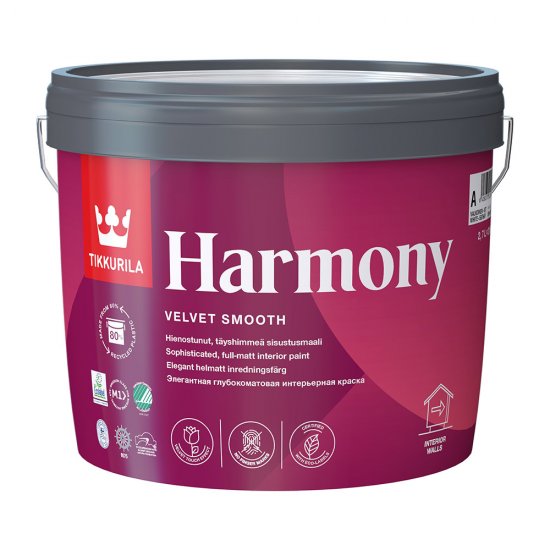 Краска моющаяся Tikkurila/Tikkivala Harmony Velure база С бесцветная 2,7 л