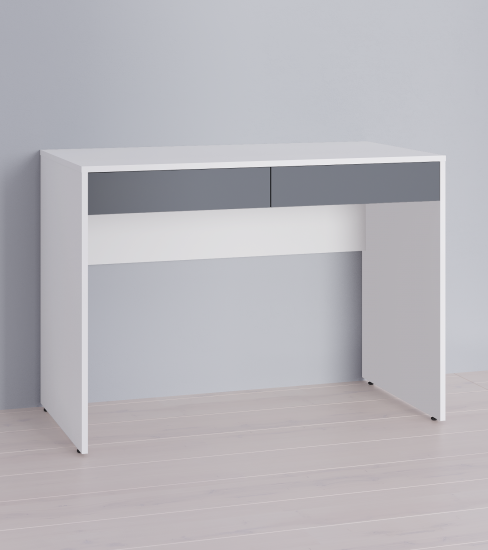 Стол компьютерный 2 ящика 98.2x75.3x56.2 см ЛДСП цвет белый ящики графит