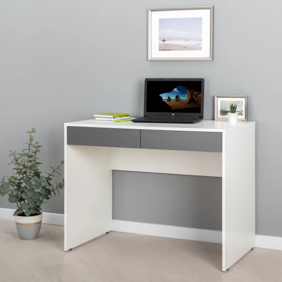 Стол компьютерный 2 ящика 98.2x75.3x56.2 см ЛДСП цвет белый ящики графит