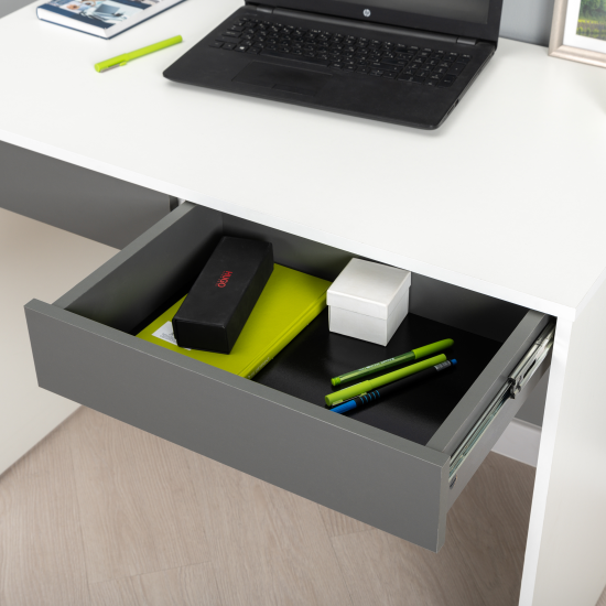 Стол компьютерный 2 ящика 98.2x75.3x56.2 см ЛДСП цвет белый ящики графит