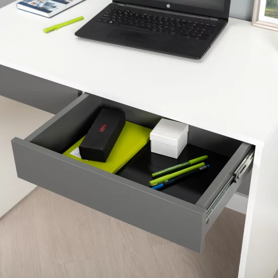 Стол компьютерный 2 ящика 98.2x75.3x56.2 см ЛДСП цвет белый ящики графит