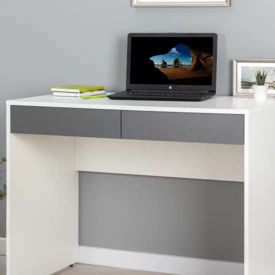 Стол компьютерный 2 ящика 98.2x75.3x56.2 см ЛДСП цвет белый ящики графит