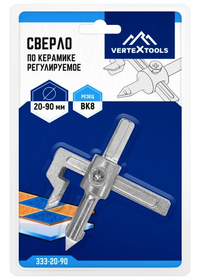 Сверло балеринка по керамике Vertextools 0029-50-2, 90 мм