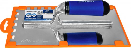Гладилка зубчатая из нержавеющей стали Vertextools 16-08-10 128x280 мм, зуб 10x10 мм