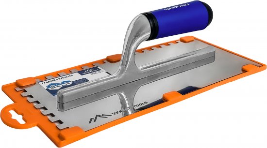 Гладилка зубчатая из нержавеющей стали Vertextools 16-08-08 128x280 мм, зуб 8x8 мм