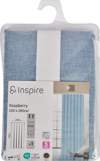 Штора на ленте Inspire Raspberry 200x280 см цвет голубой Ink 5