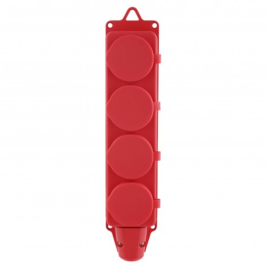 Колодка для удлинителя Duwi 4 розетки с заземлением 3680 Вт цвет красный