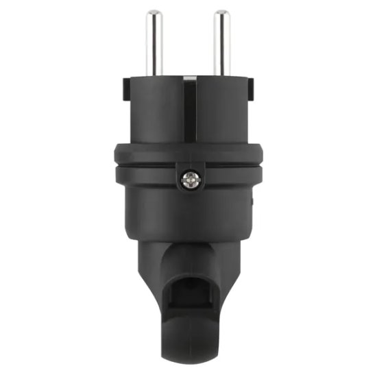 Вилка 90 градусов влагостойкая Duwi с заземлением 230 В цвет черный