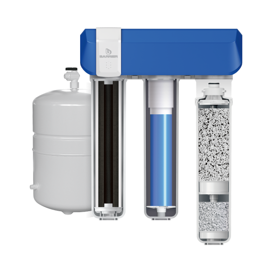 Система обратного осмоса Барьер Compact OSMO 100 М быстросъемный 3 ступени с минерализатором бак 12 л кран в комплекте